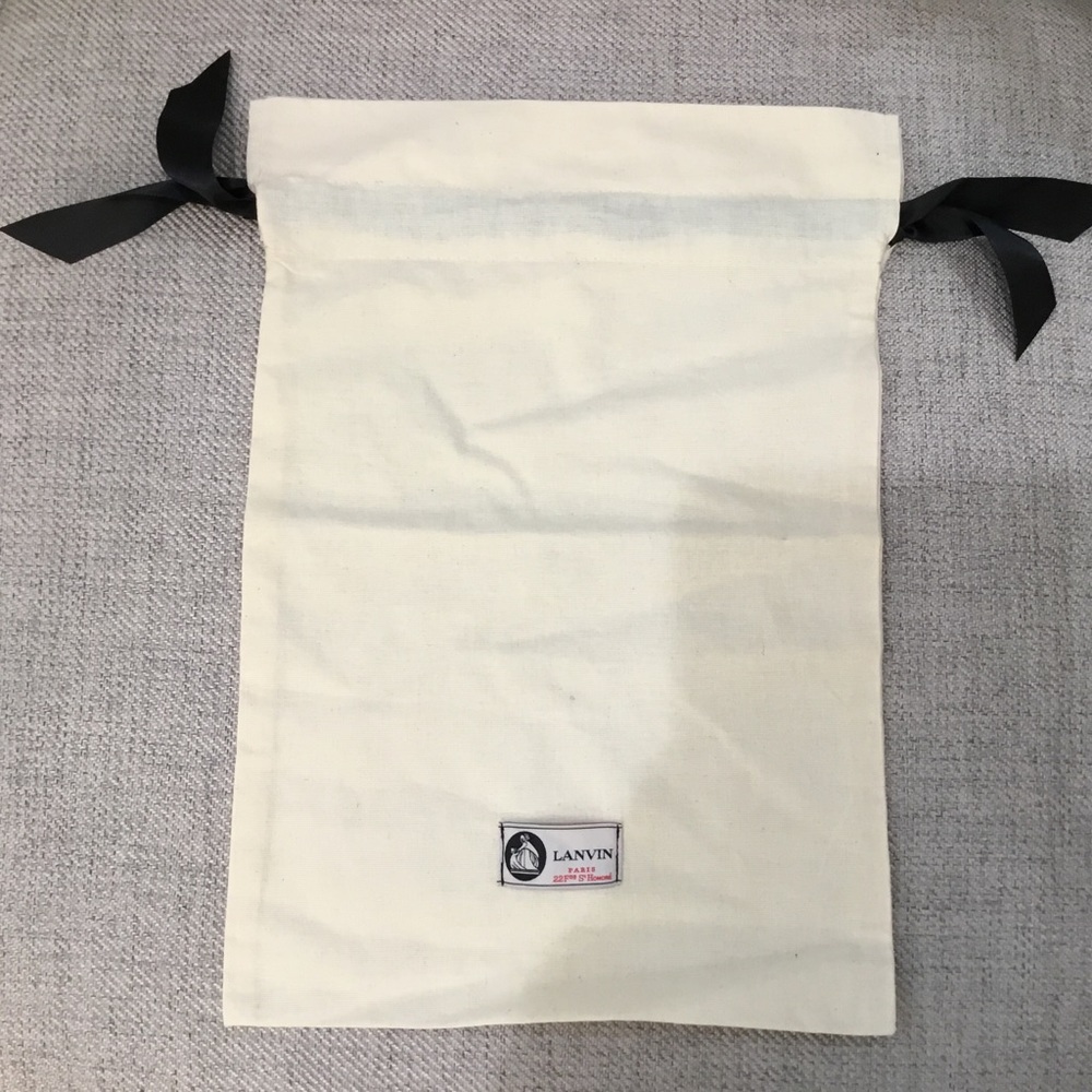 Lanvin Cream with Black Ribbon Drawstring Dust Bag